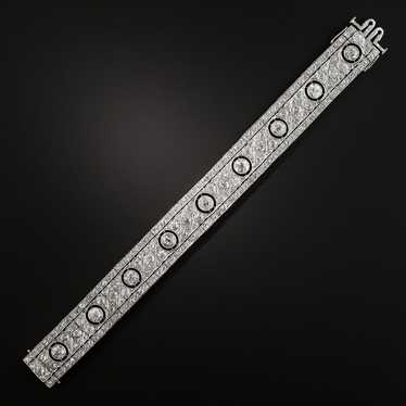 French Art Deco Platinum Diamond Bracelet - 20.00… - image 1