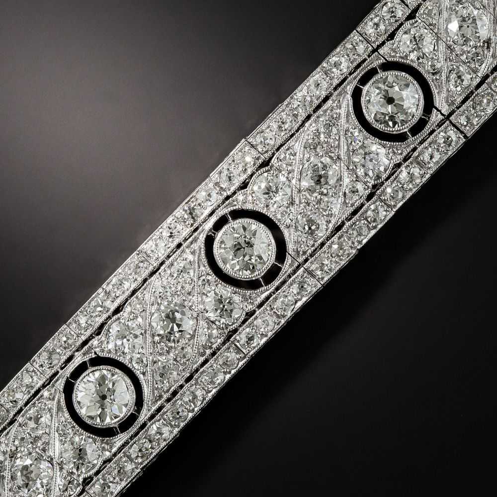 French Art Deco Platinum Diamond Bracelet - 20.00… - image 2