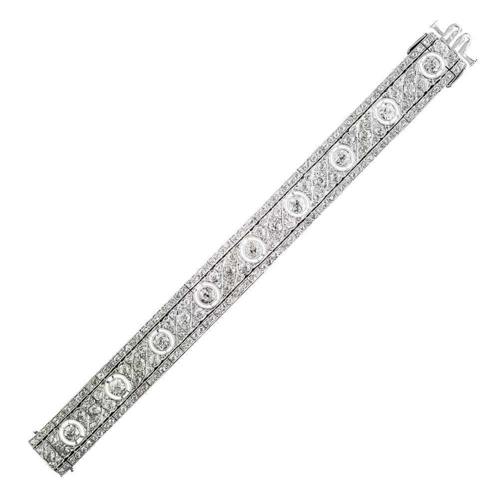 French Art Deco Platinum Diamond Bracelet - 20.00… - image 4