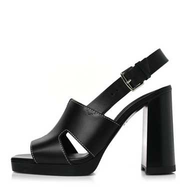 HERMES Calfskin Eris 90 Sandals 37 Black - image 1