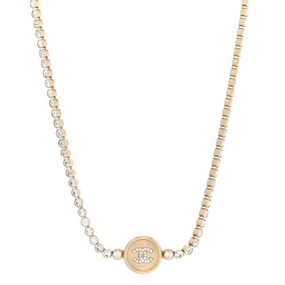 CHANEL Crystal CC Chain Short Necklace Gold - image 1