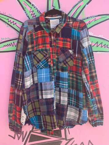 CUTE LITTLE MADRAS PATCHWORK FLANNEL SHIRT - image 1