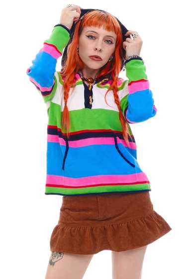 Vintage Y2K Crazy Horse Rainbow Stripe Hoodie - XS