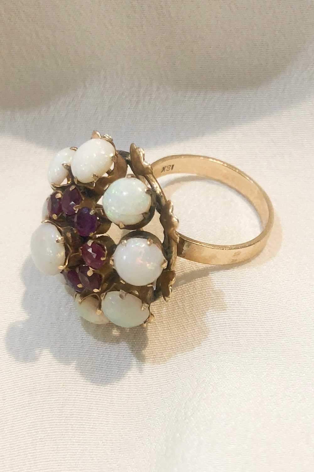 Antique Georgian 18k Opal & Ruby Ring - image 6