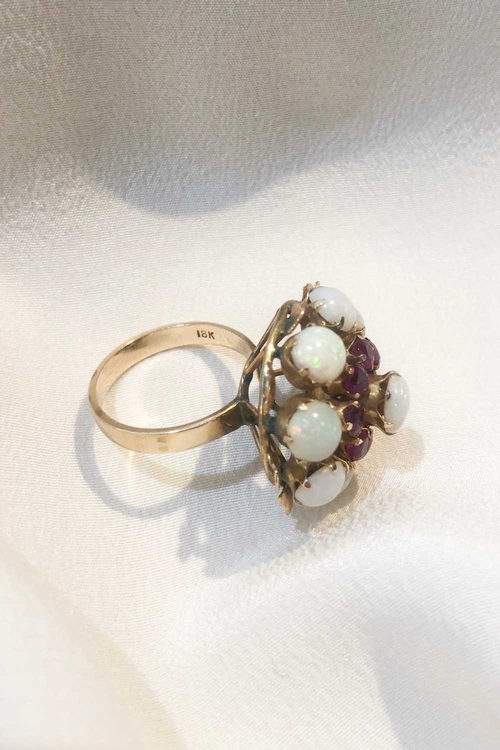 Antique Georgian 18k Opal & Ruby Ring - image 7