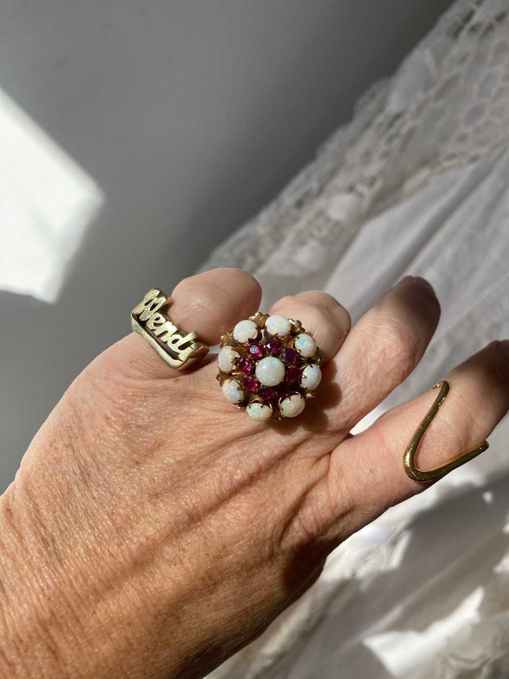 Antique Georgian 18k Opal & Ruby Ring - image 9