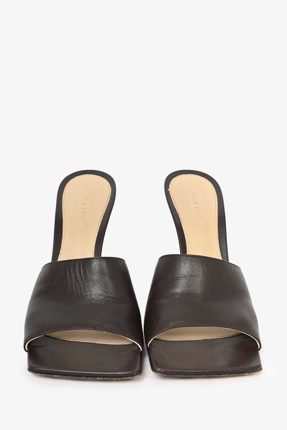 Bottega Veneta Brown Leather Open Toe Mule Wedges… - image 3