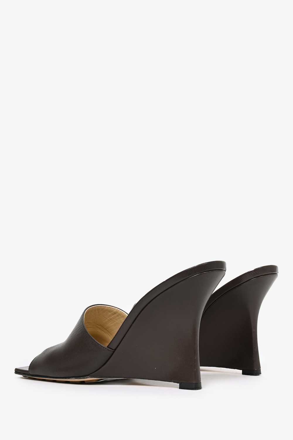 Bottega Veneta Brown Leather Open Toe Mule Wedges… - image 5