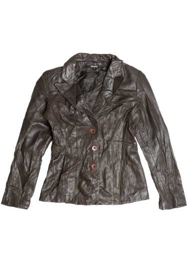 DKNY Button Up Leather Jacket