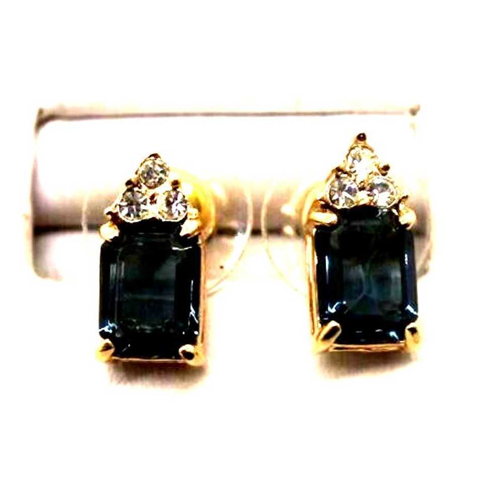 Other Vintage Roman Faux Sapphire Blue Earrings •… - image 3