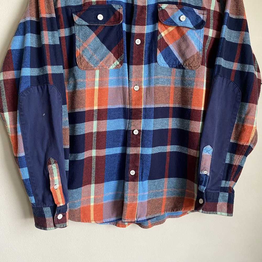 Vintage blue plaid cotton heavyweight flannel shi… - image 3