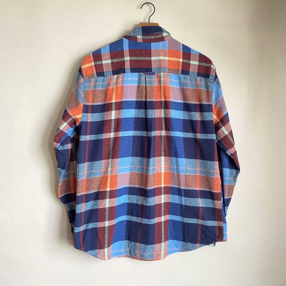 Vintage blue plaid cotton heavyweight flannel shi… - image 5