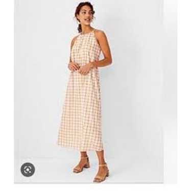 Ann Taylor Ann Taylor Gingham Halter Midi Sleevele