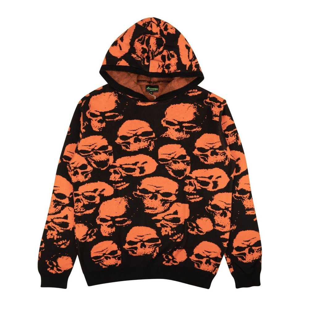 Psychworld Orange Knit Skull Hoodie Sweatshirt Si… - image 2