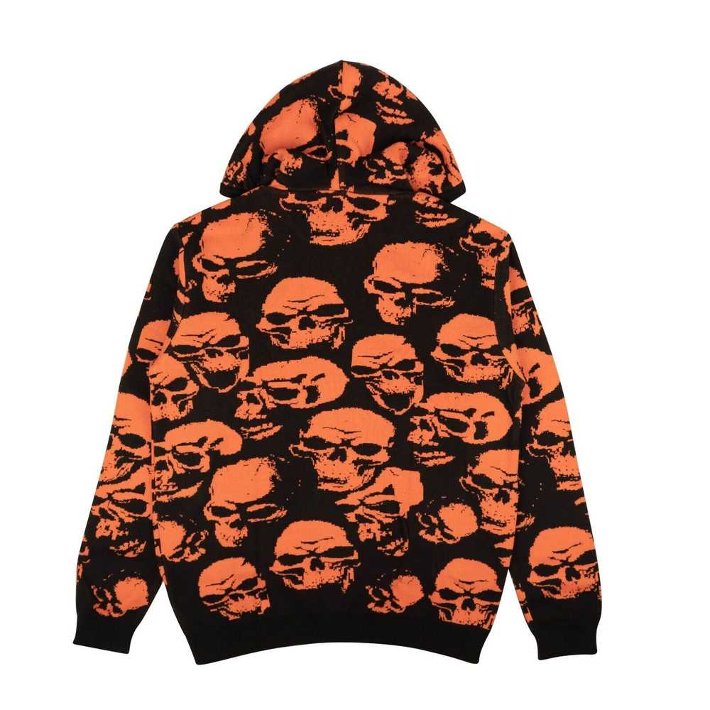 Psychworld Orange Knit Skull Hoodie Sweatshirt Si… - image 3