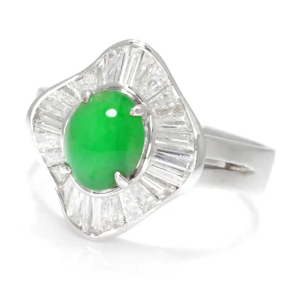 Certified Jade Ballerina Ring with Diamonds 18K W… - image 3