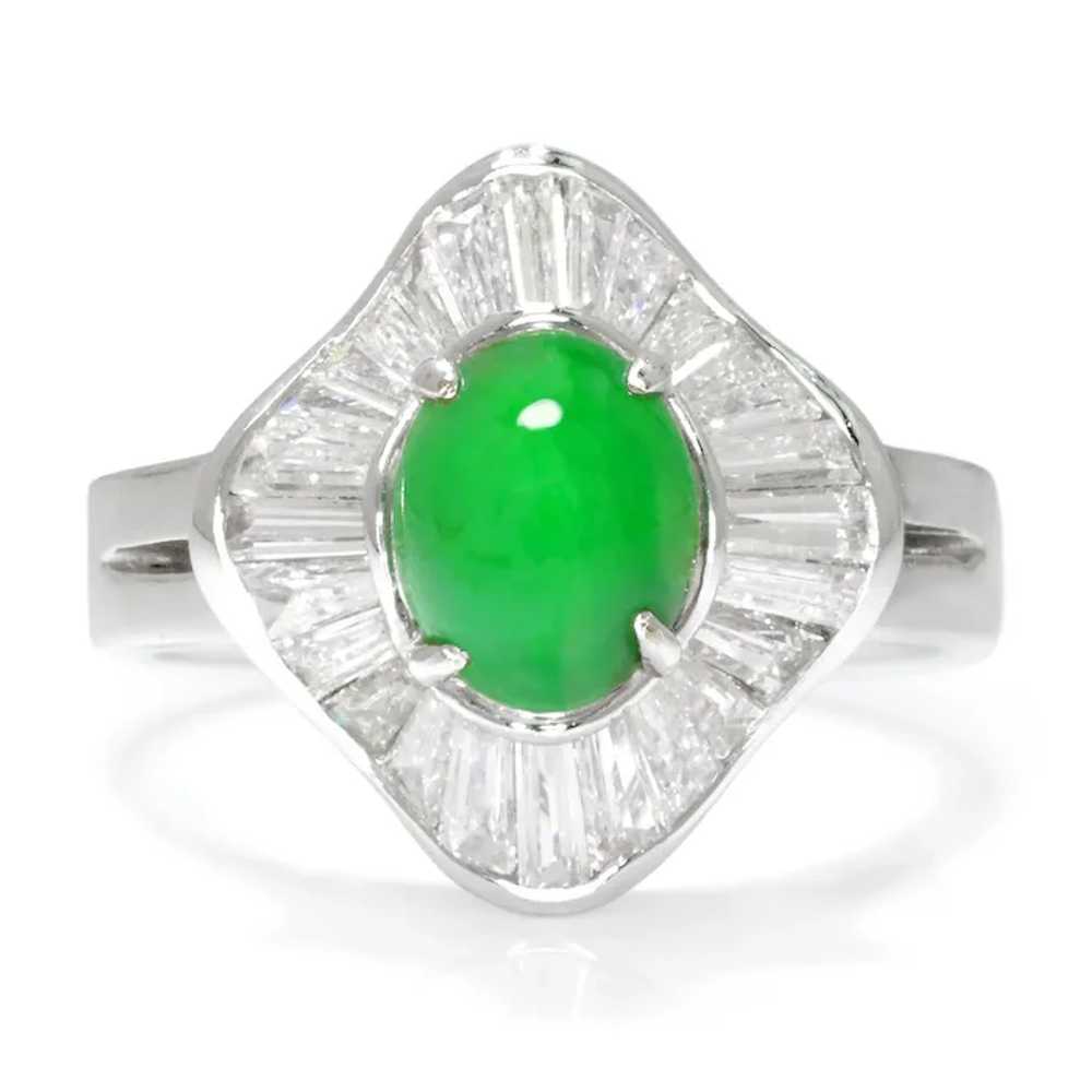 Certified Jade Ballerina Ring with Diamonds 18K W… - image 5