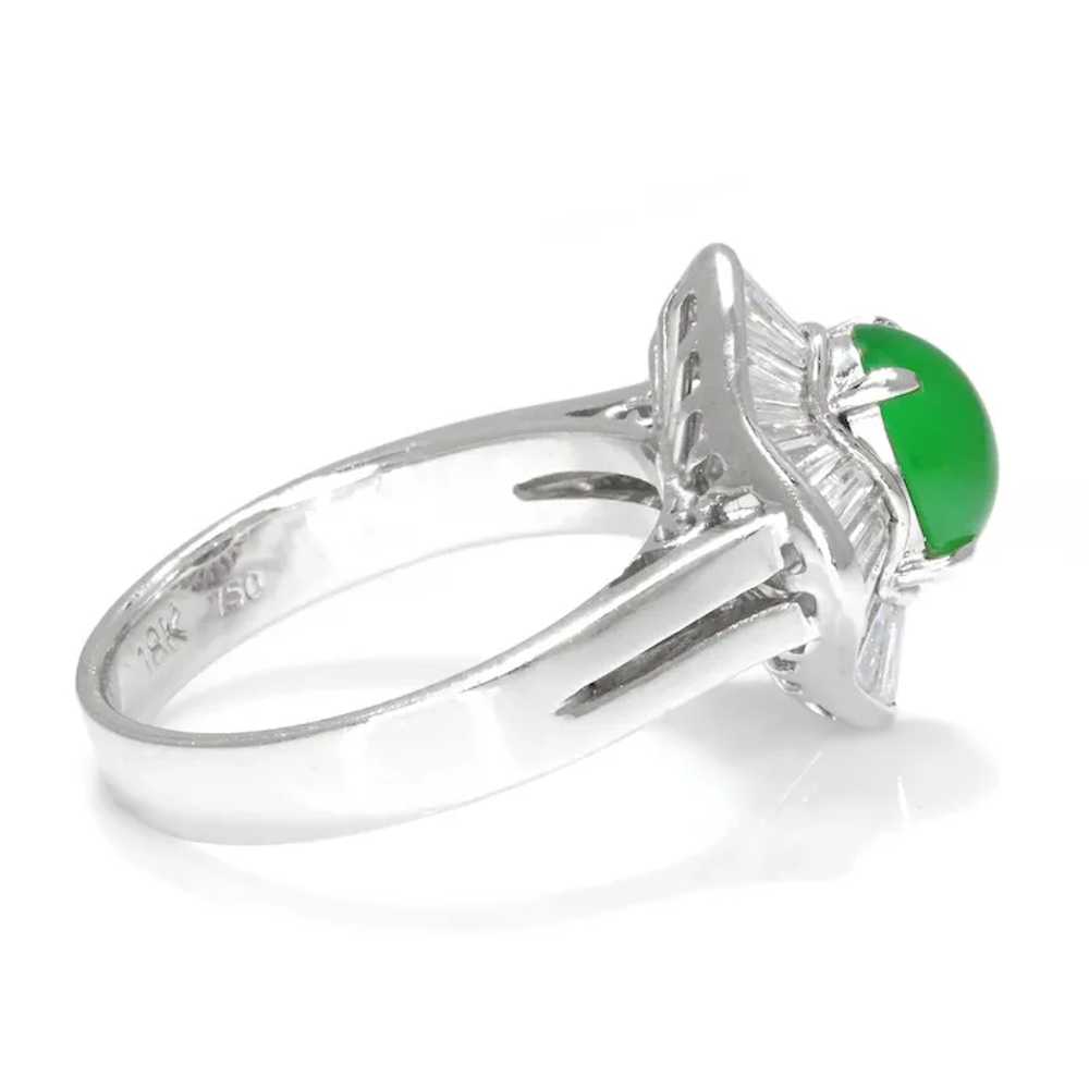 Certified Jade Ballerina Ring with Diamonds 18K W… - image 8