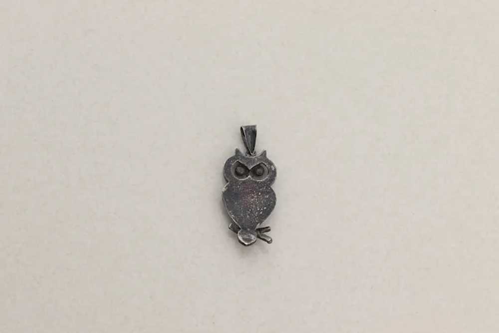 Sterling Silver Turquoise Owl Pendant Only Vintag… - image 6