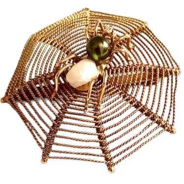 Spider web brooch