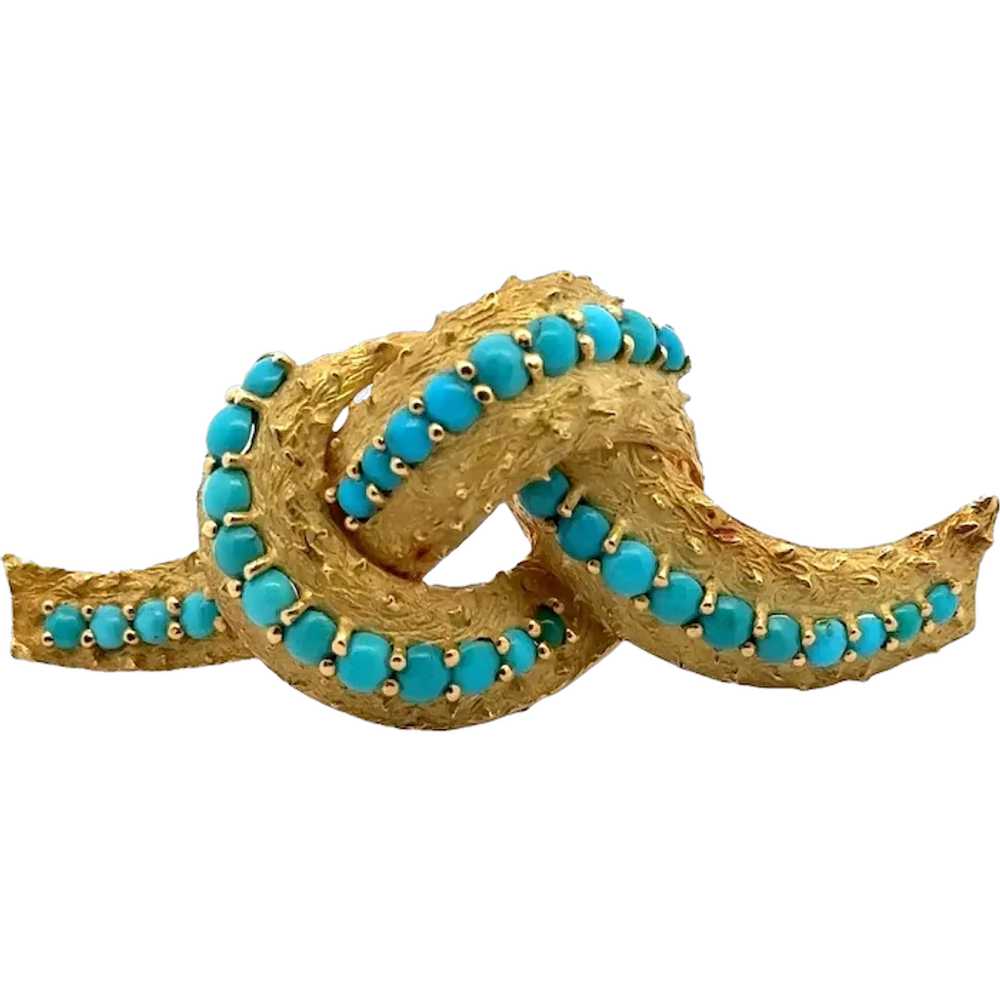 Cartier Turquoise 18 Karat Yellow Textured Gold V… - image 1