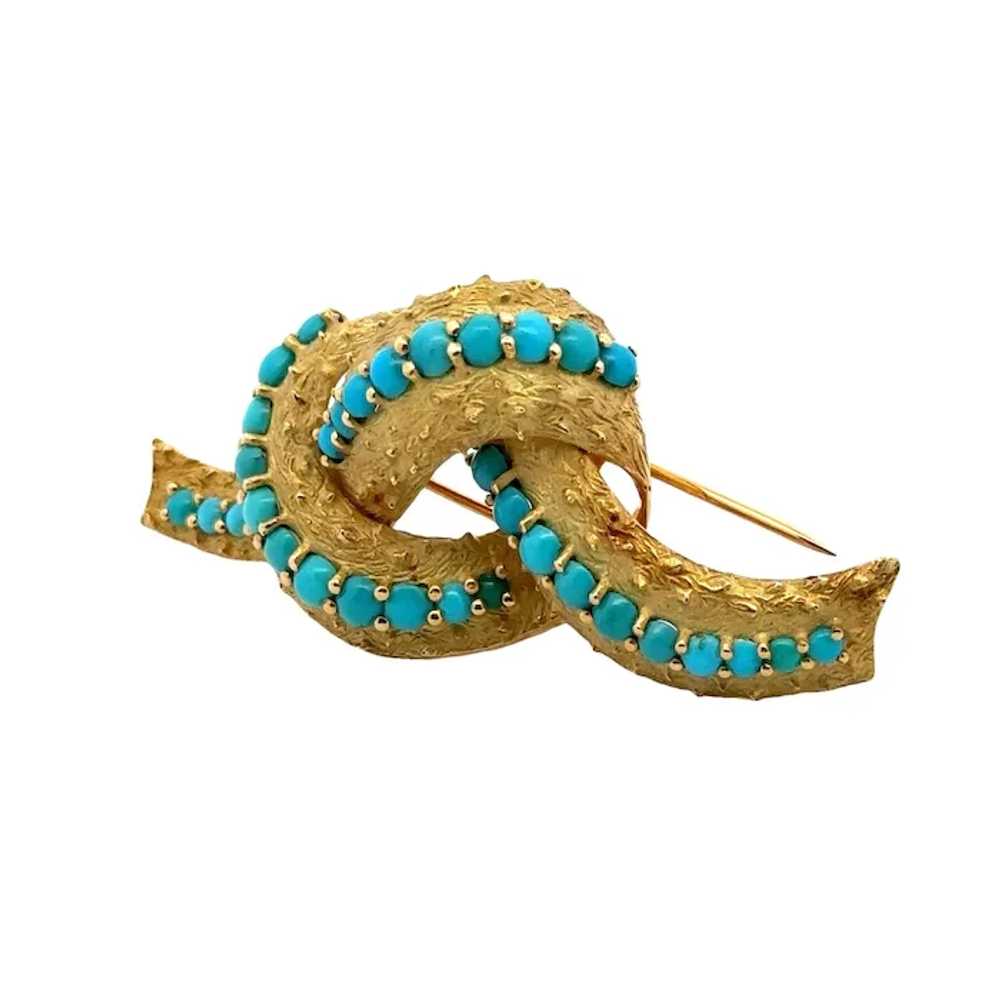 Cartier Turquoise 18 Karat Yellow Textured Gold V… - image 3