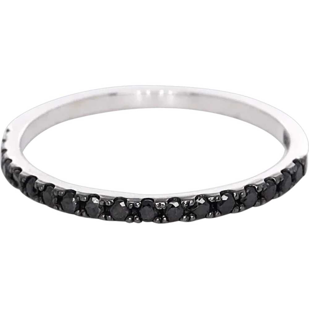 Black Diamond 0.20ctw Stackable Band in 14K White… - image 1