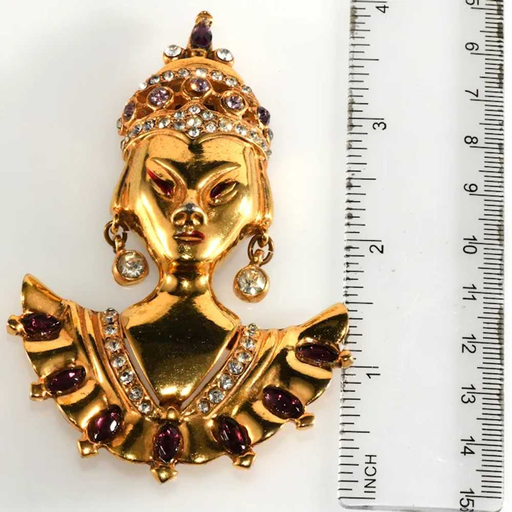 Reinad Asian Princess Fur Clip Brooch Gold Plated… - image 3