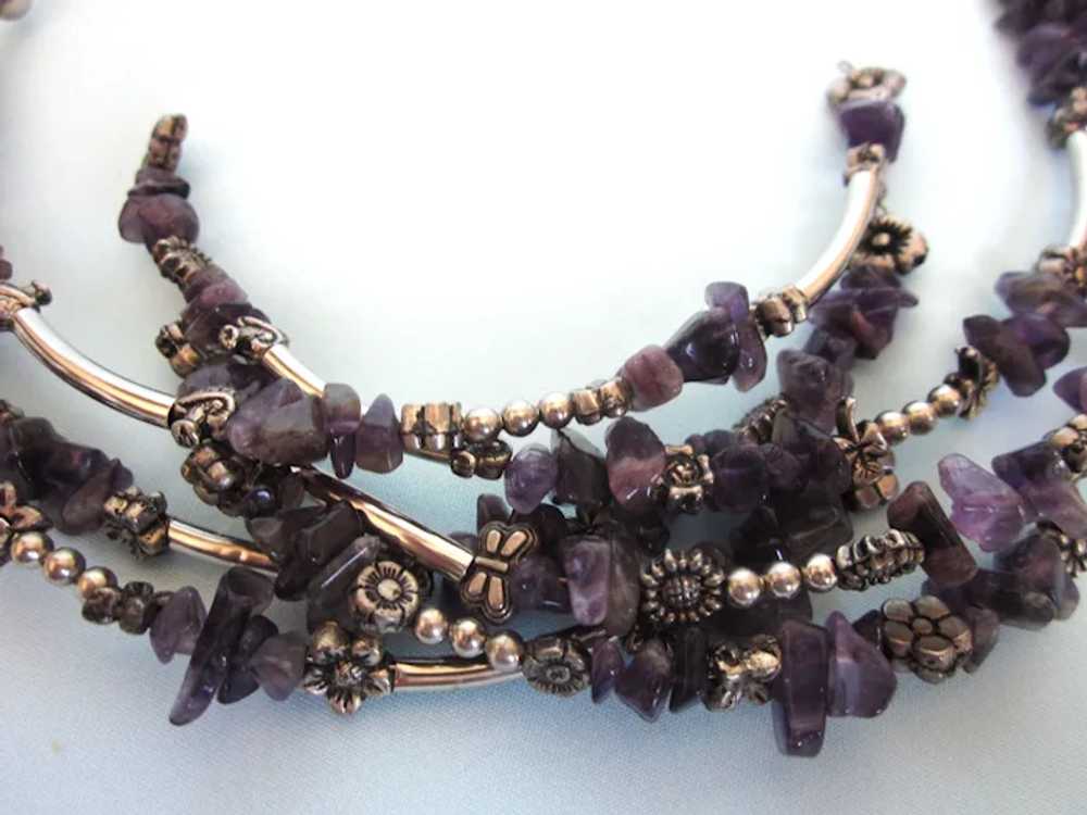 Fabulous Amethyst Gemstone Multistrand Choker and… - image 5