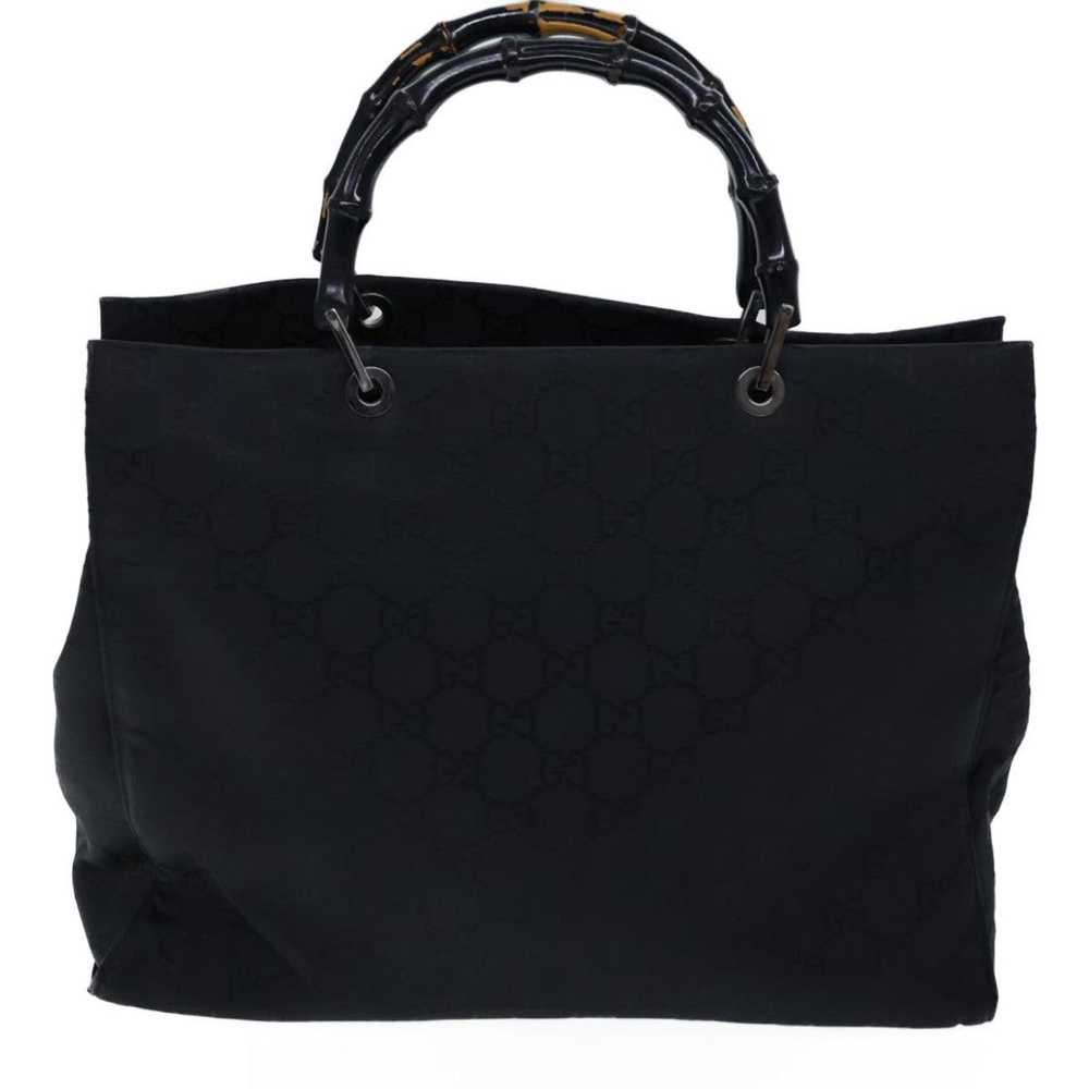 Gucci GUCCI Bamboo GG Canvas Hand Bag Nylon Black… - image 2