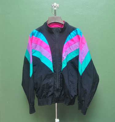 Vintage RARE Michele Palmer color block Golf online theme windbreaker jacket hip hop