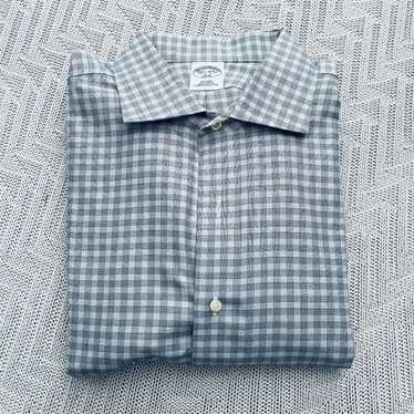 Brooks Brothers Brooks Brothers gray plaid button… - image 1