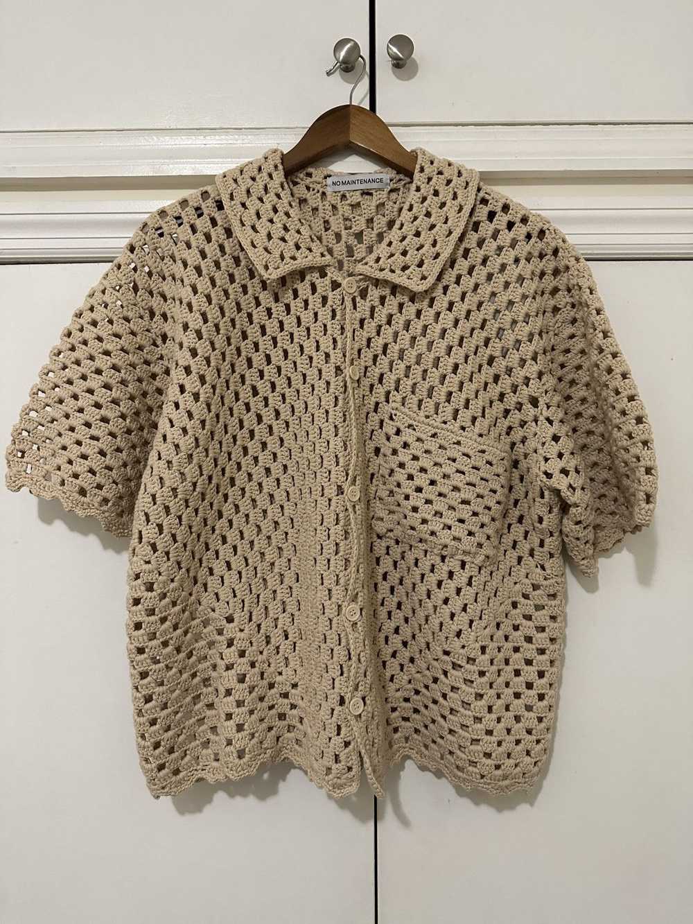 No Maintenance No Maintenance Beige Crochet Shirt - image 2