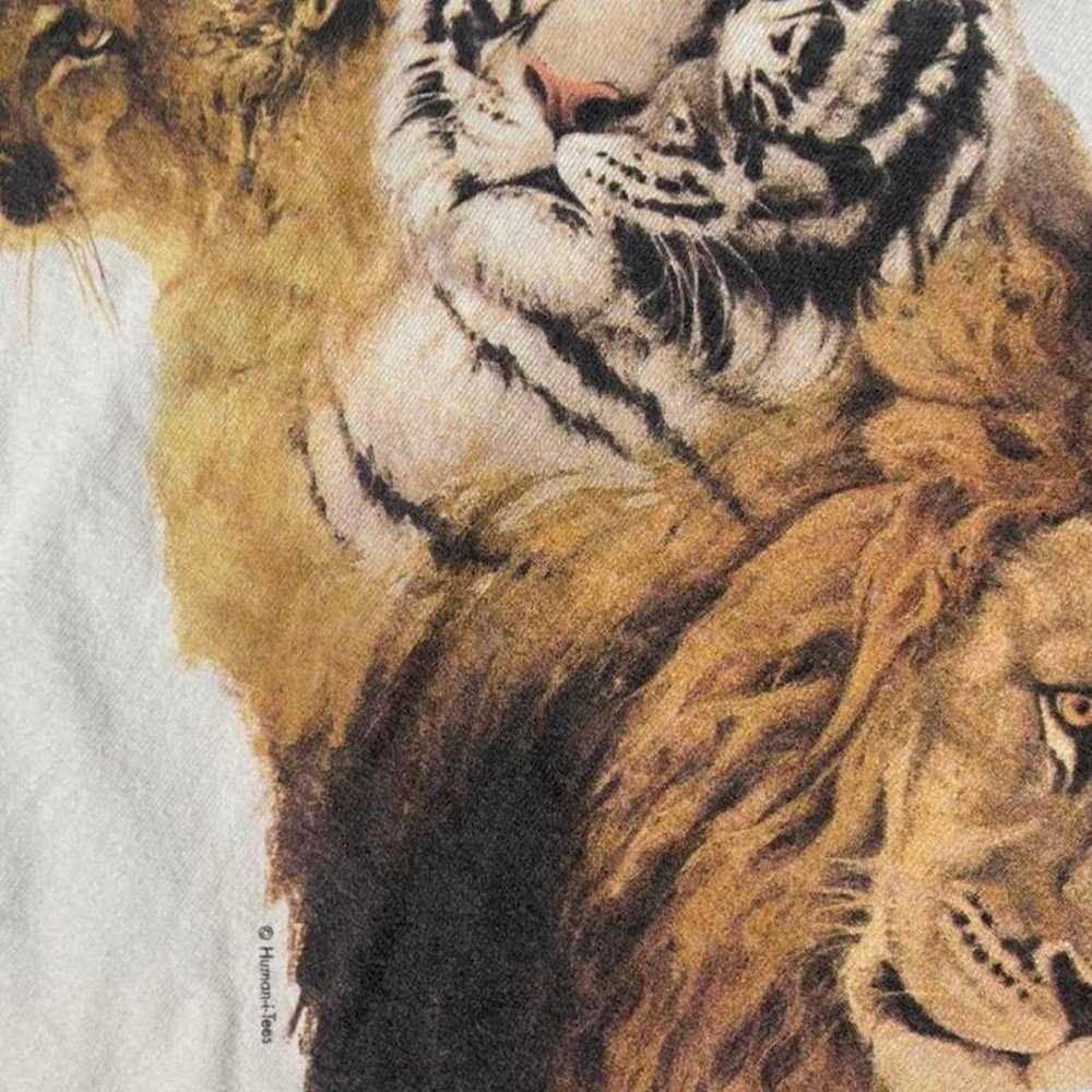 Anvil Vintage 90s human i tees cat tiger - image 2