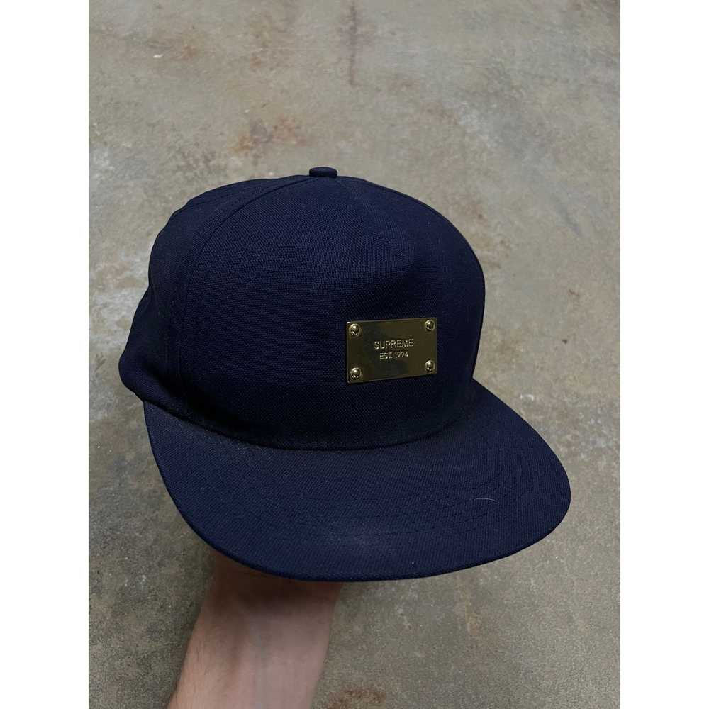 Supreme Supreme Starter Hat Navy Gold Used OS - image 1