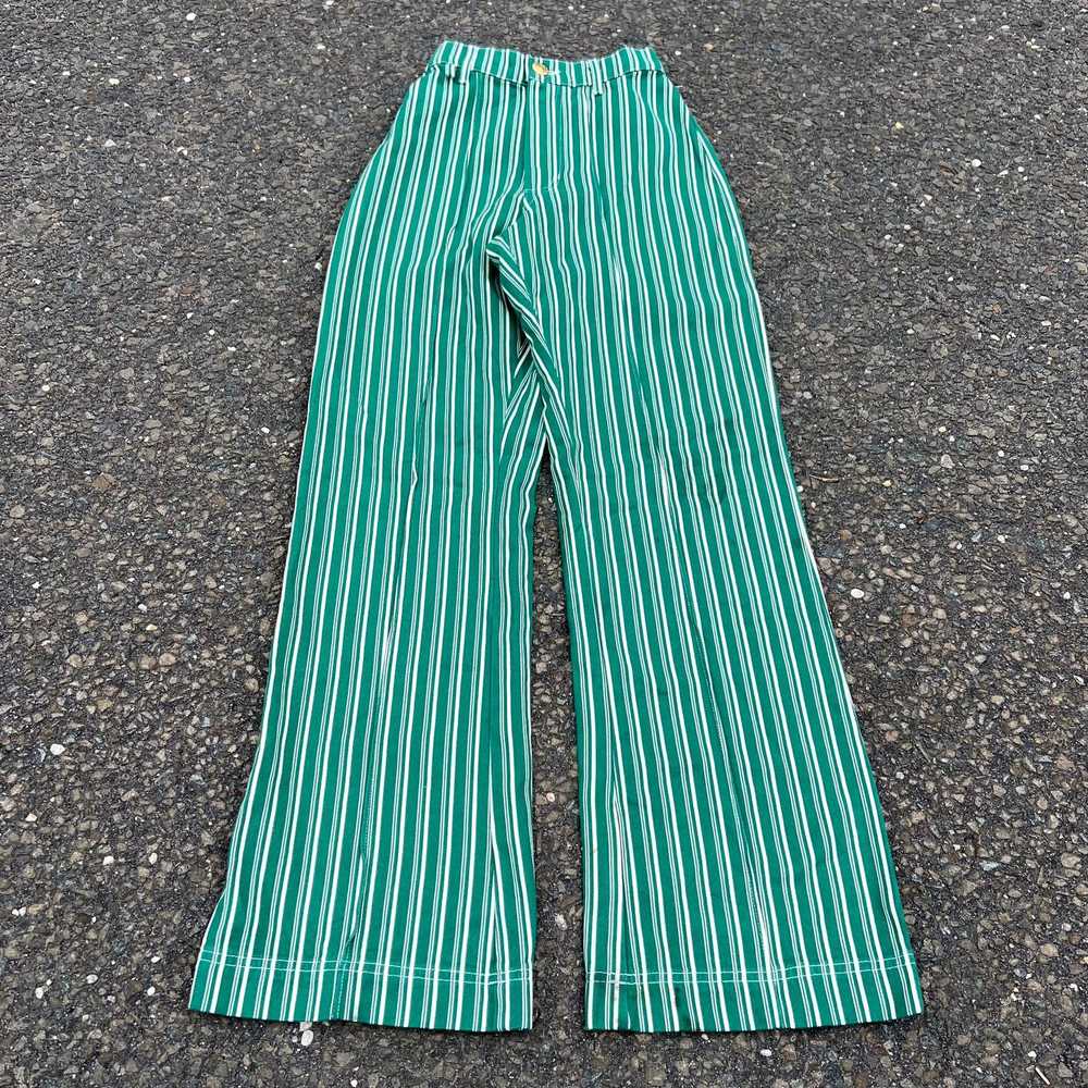 Streetwear × Vintage Vintage y2k green striped fl… - image 1