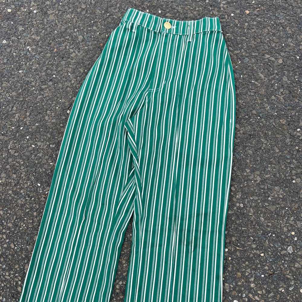 Streetwear × Vintage Vintage y2k green striped fl… - image 3