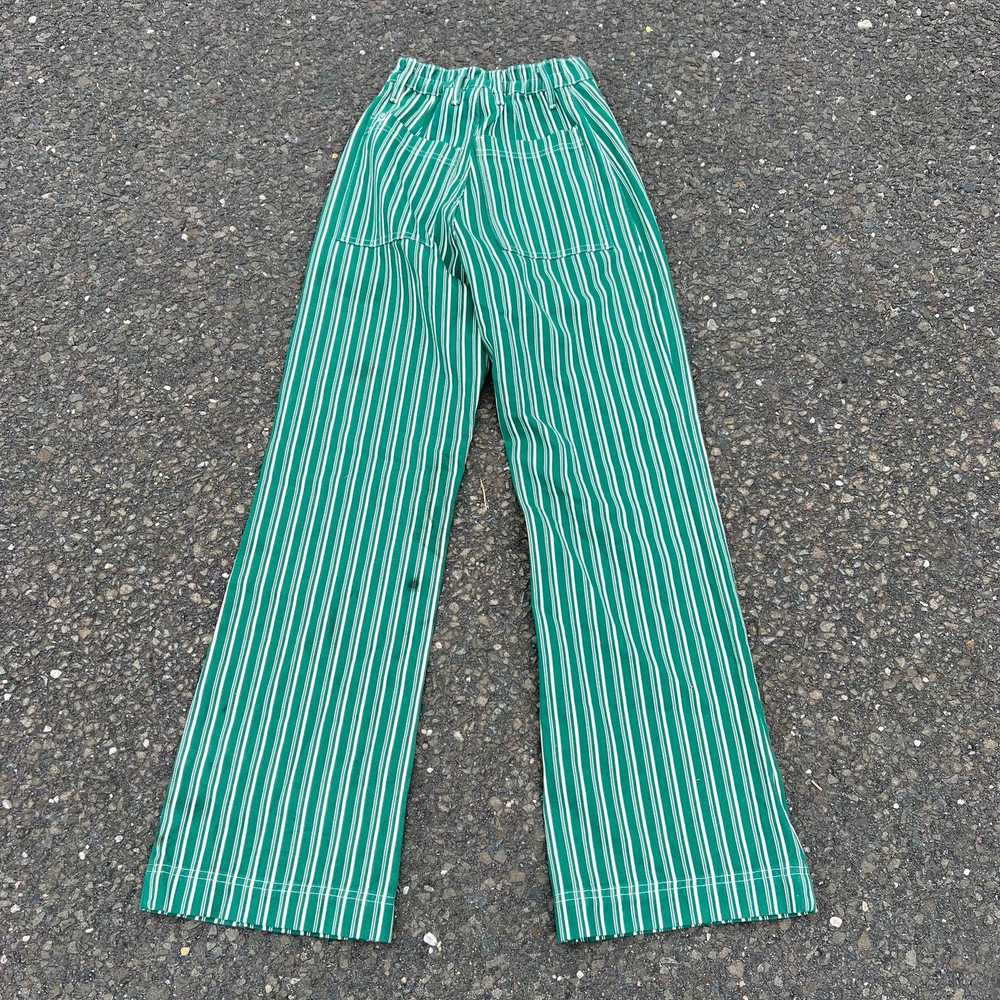 Streetwear × Vintage Vintage y2k green striped fl… - image 5