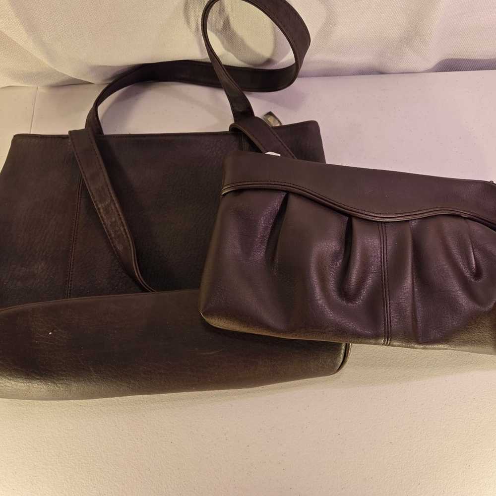 Pair Of Matching brown faux leather purse And Han… - image 1