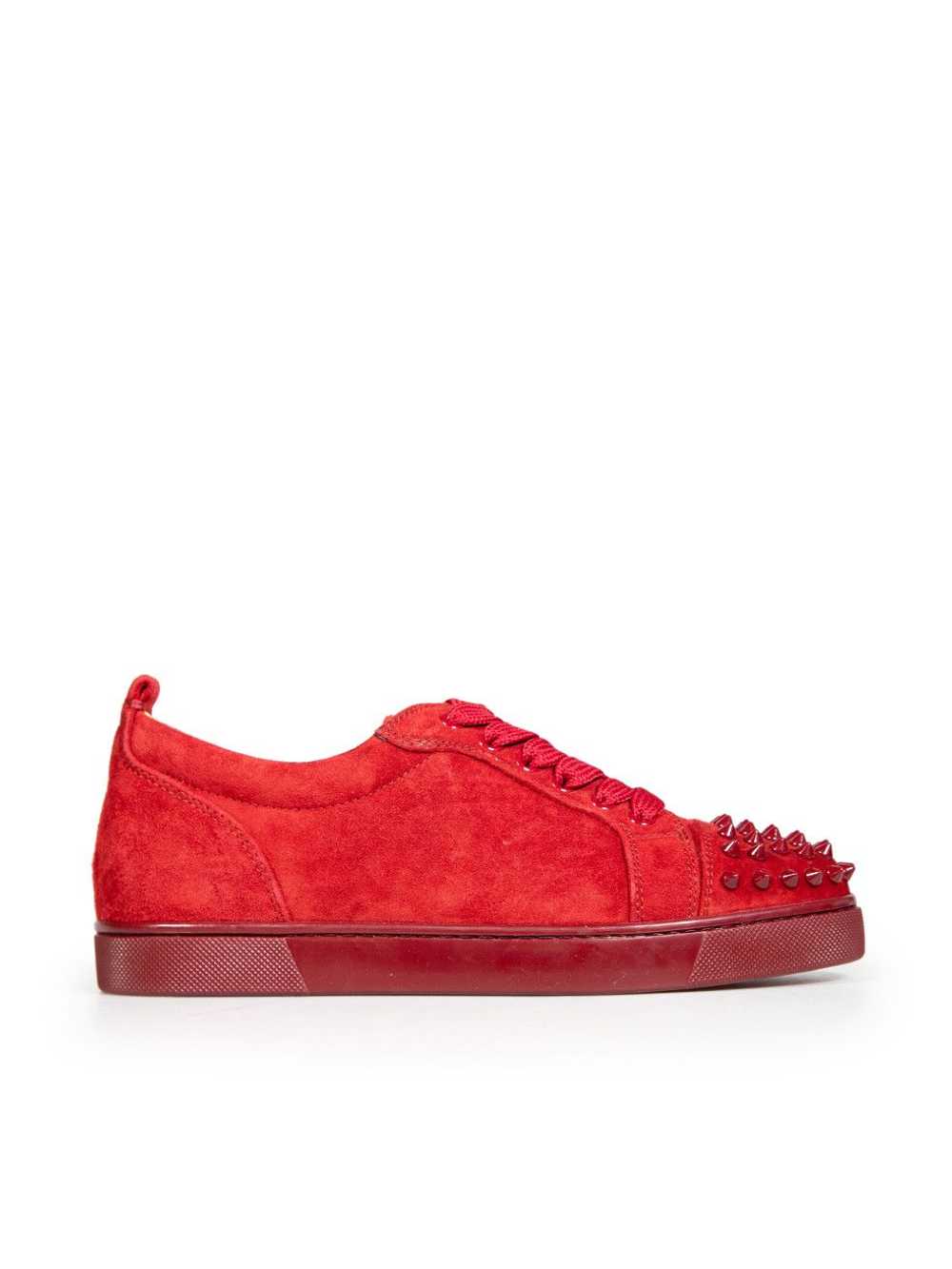 Christian Louboutin Red Suede Louis Junior Spikes - image 1