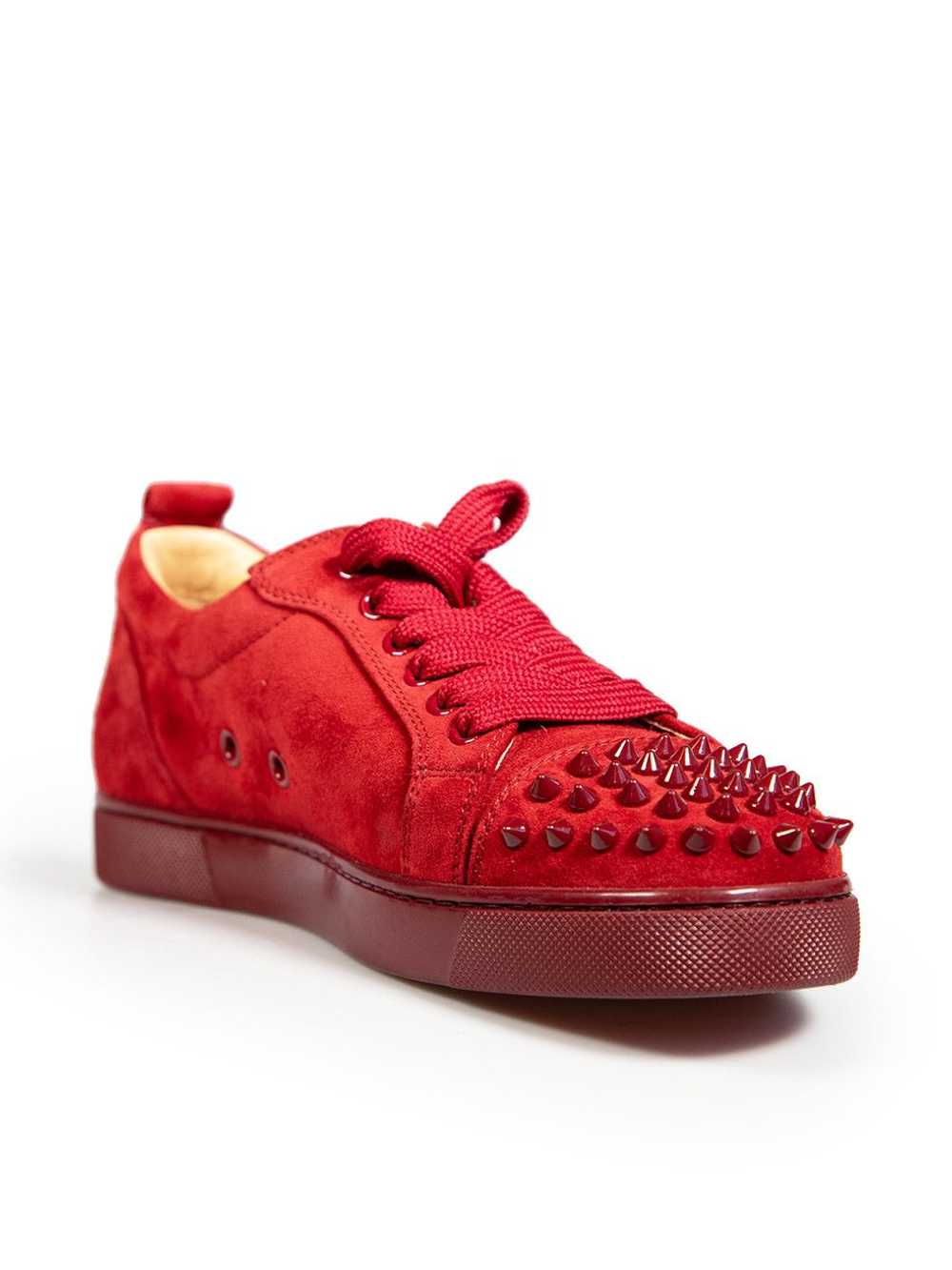 Christian Louboutin Red Suede Louis Junior Spikes - image 2