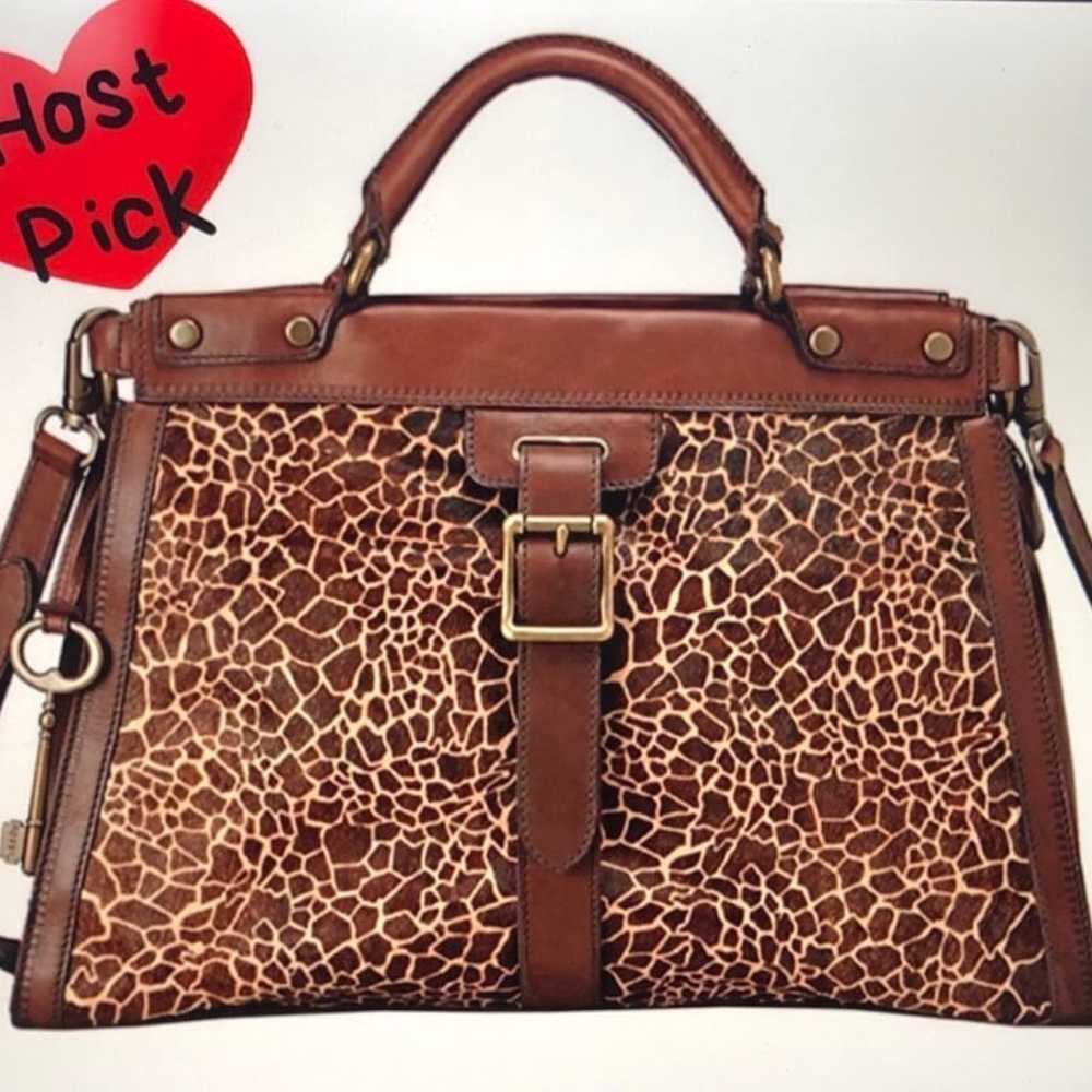 FOSSIL VINTAGE REVIVAL SATCHEL GIRAFFE PATTERN - image 1