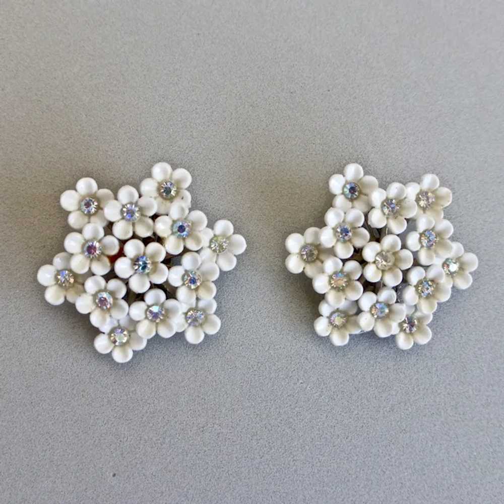 CORO Cluster of White Forget Me Not Earrings, AB … - image 3