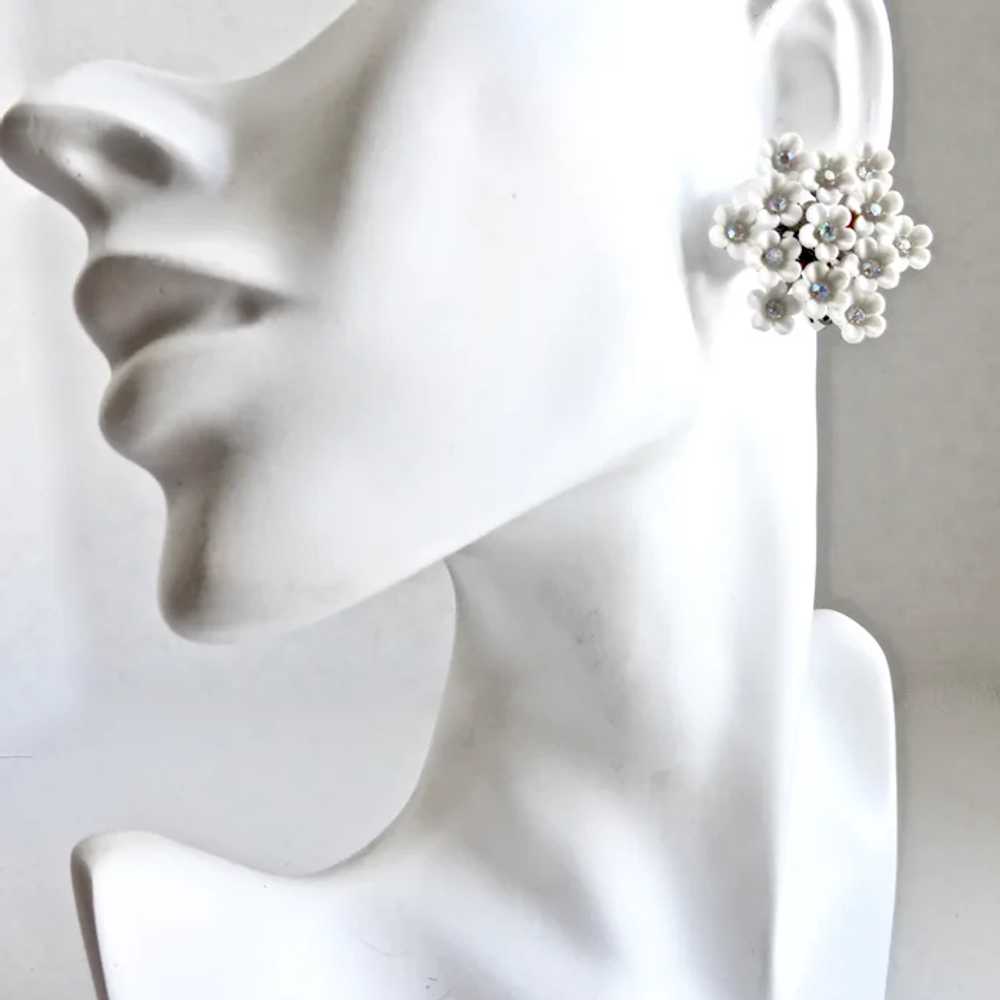 CORO Cluster of White Forget Me Not Earrings, AB … - image 4