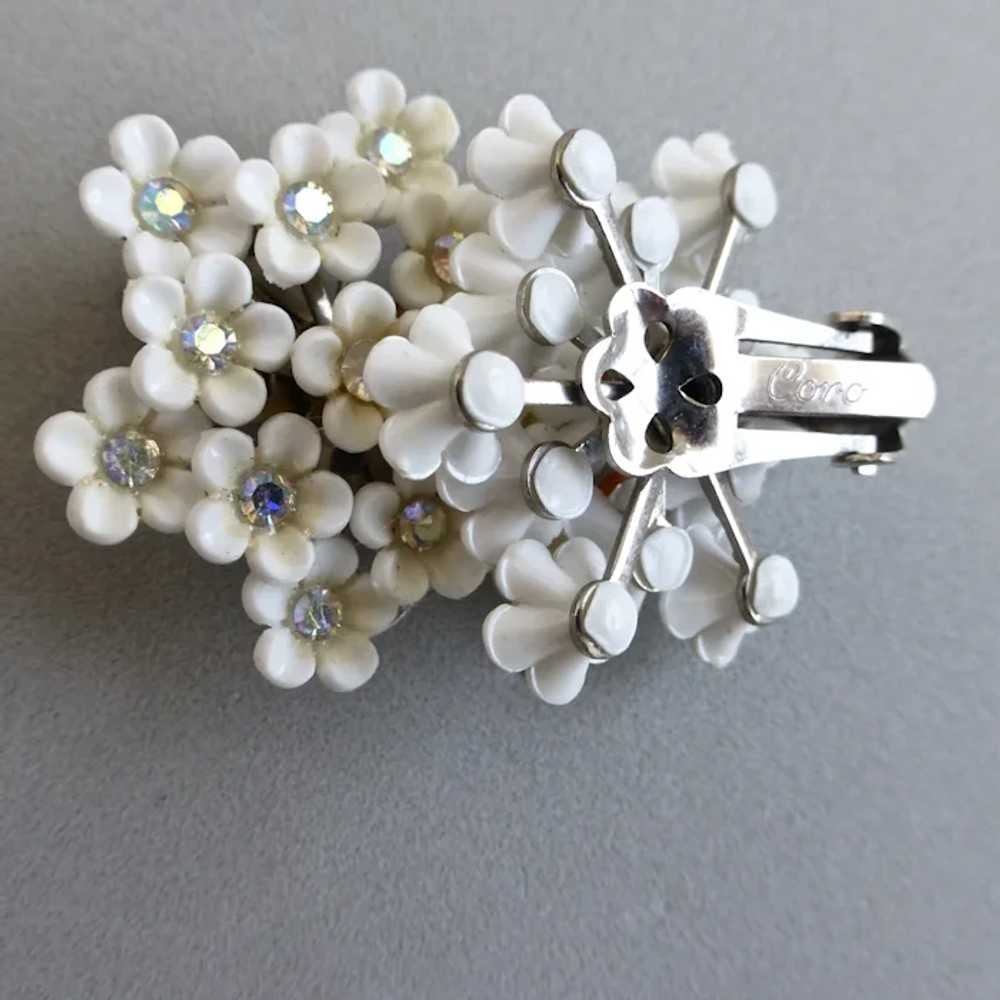 CORO Cluster of White Forget Me Not Earrings, AB … - image 8