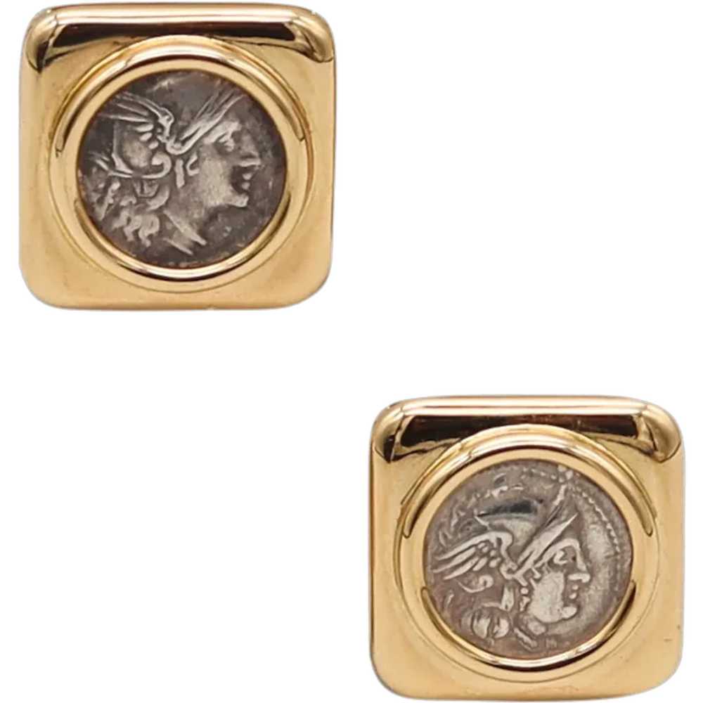 BVLGARI Roma 1970 Moneta 268 BC Coin Earrings In … - image 1