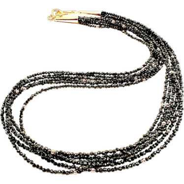 14k Gold and Faceted Black Spinel Necklace - image 1