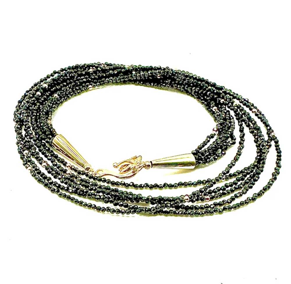 14k Gold and Faceted Black Spinel Necklace - image 2