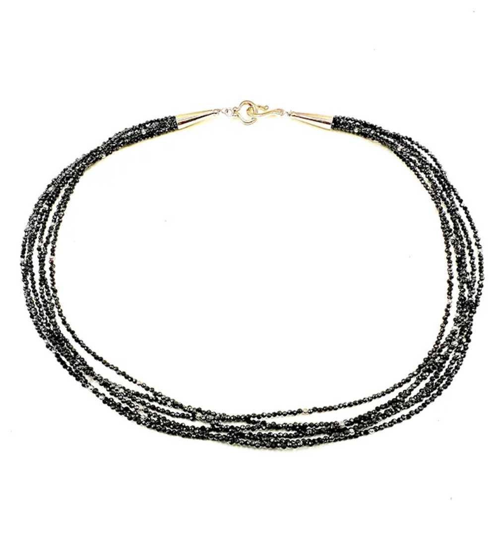 14k Gold and Faceted Black Spinel Necklace - image 4