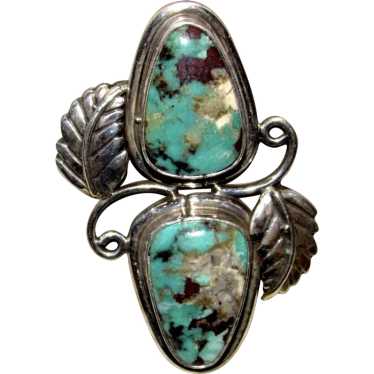 Navajo Kingman Turquoise Statement Ring Sz 6.5 C.… - image 1